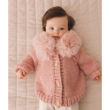 Load image into Gallery viewer, Huggalugs - Fur Collar Rosy Cardigan Sweater for Baby &amp; Toddler - 2-3T
