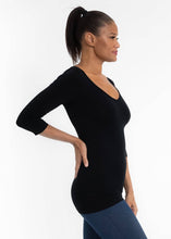 Load image into Gallery viewer, ELIETIAN - Three Quarter Sleeve Top: CHOCOLATE / One Size
