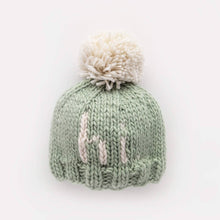 Load image into Gallery viewer, Huggalugs - Hi. Sage Green Hand Knit Beanie Hat - S (0-6 months)
