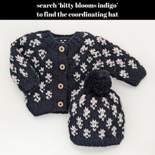 Load image into Gallery viewer, Huggalugs - Bitty Blooms Indigo Cardigan Sweater for Baby &amp; Toddler due July: 6-12 months
