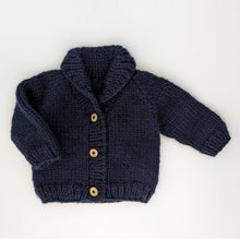 Load image into Gallery viewer, Huggalugs - Shawl Collar Indigo Cardigan Sweater for Baby &amp; Toddler: 6-12 months
