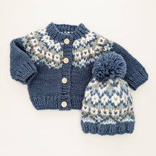 Load image into Gallery viewer, Huggalugs - Fairisle Slate Cardigan Sweater for Baby &amp; Toddler due July: 12-18 months
