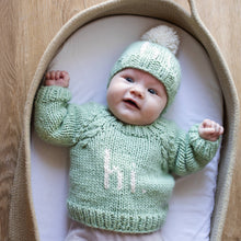 Load image into Gallery viewer, Huggalugs - Hi. Sage Green Crew Neck Sweater - 2-3T
