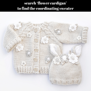 Huggalugs - Flower Bunny Beanie Natural Baby & Kids: Small (0-6 months)