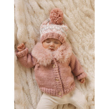 Load image into Gallery viewer, Huggalugs - Fur Collar Rosy Cardigan Sweater for Baby &amp; Toddler - 12-18 months

