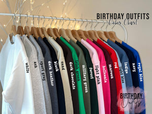 BIRTHDAY OUTFITS - Custom Varsity Embroidered Crewneck/Hoodies: White / Hoodie / L