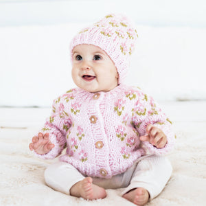 Huggalugs - Bitty Blooms Blush Beanie Hat for Baby & Kids due July: Small (0-6 months)
