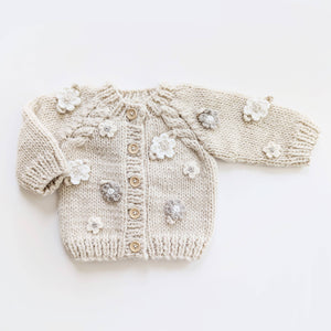 Huggalugs - Flower Cardigan Sweater Natural Baby & Toddler due July: 6-12 months