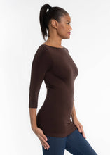 Load image into Gallery viewer, ELIETIAN - Three Quarter Sleeve Top: CHOCOLATE / One Size
