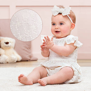 Tesa Babe - Charlotte Embroidered Cotton Summer Romper: 0-3M