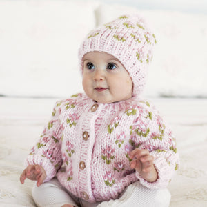 Huggalugs - Bitty Blooms Blush Cardigan Sweater for Baby & Toddler due July: 12-18 months
