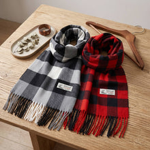 Load image into Gallery viewer, Glory Max - Unisex Soft Cashmere Feel Buffalo Plaid Winter Muffler Scarf - Black
