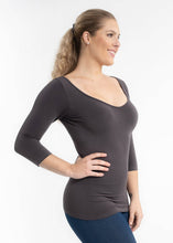 Load image into Gallery viewer, ELIETIAN - Three Quarter Sleeve Top: CHOCOLATE / One Size
