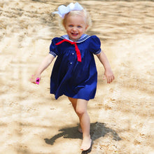 Load image into Gallery viewer, Petit Ami &amp; Zubels - Nautical Sailor Dress - Navy / 2T
