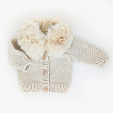 Load image into Gallery viewer, Huggalugs - Fur Collar Natural Cardigan Sweater Baby &amp; Toddler: 6-12 months
