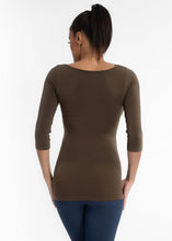 Load image into Gallery viewer, ELIETIAN - Three Quarter Sleeve Top: CHOCOLATE / One Size
