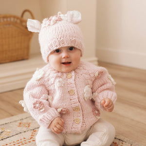 Huggalugs - Flower Cardigan Sweater Baby & Toddler due July: 0-6 months
