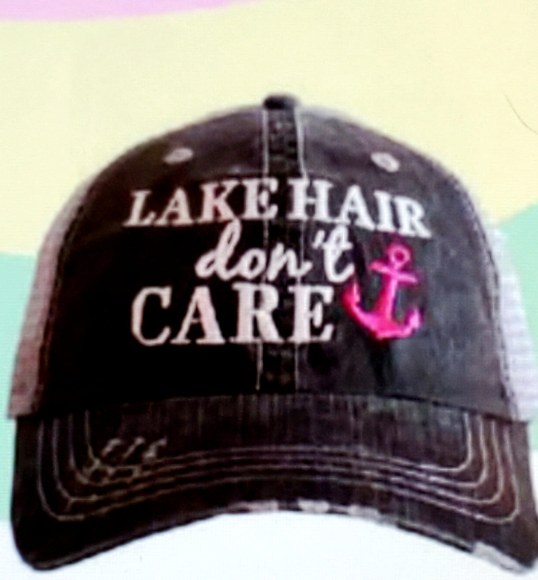 Lake Hair Don't Care Gray Hat -Hot Pink