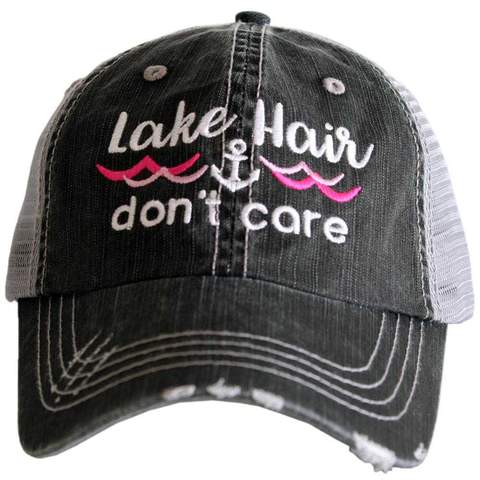 Lake Hair Don't Care WAVES/ANCHOR Gray Hat - Hot Pink