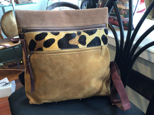 Louise Backpack Laptop Suede Leather 13.5” Tall x 12.5 T 13.5 B wide